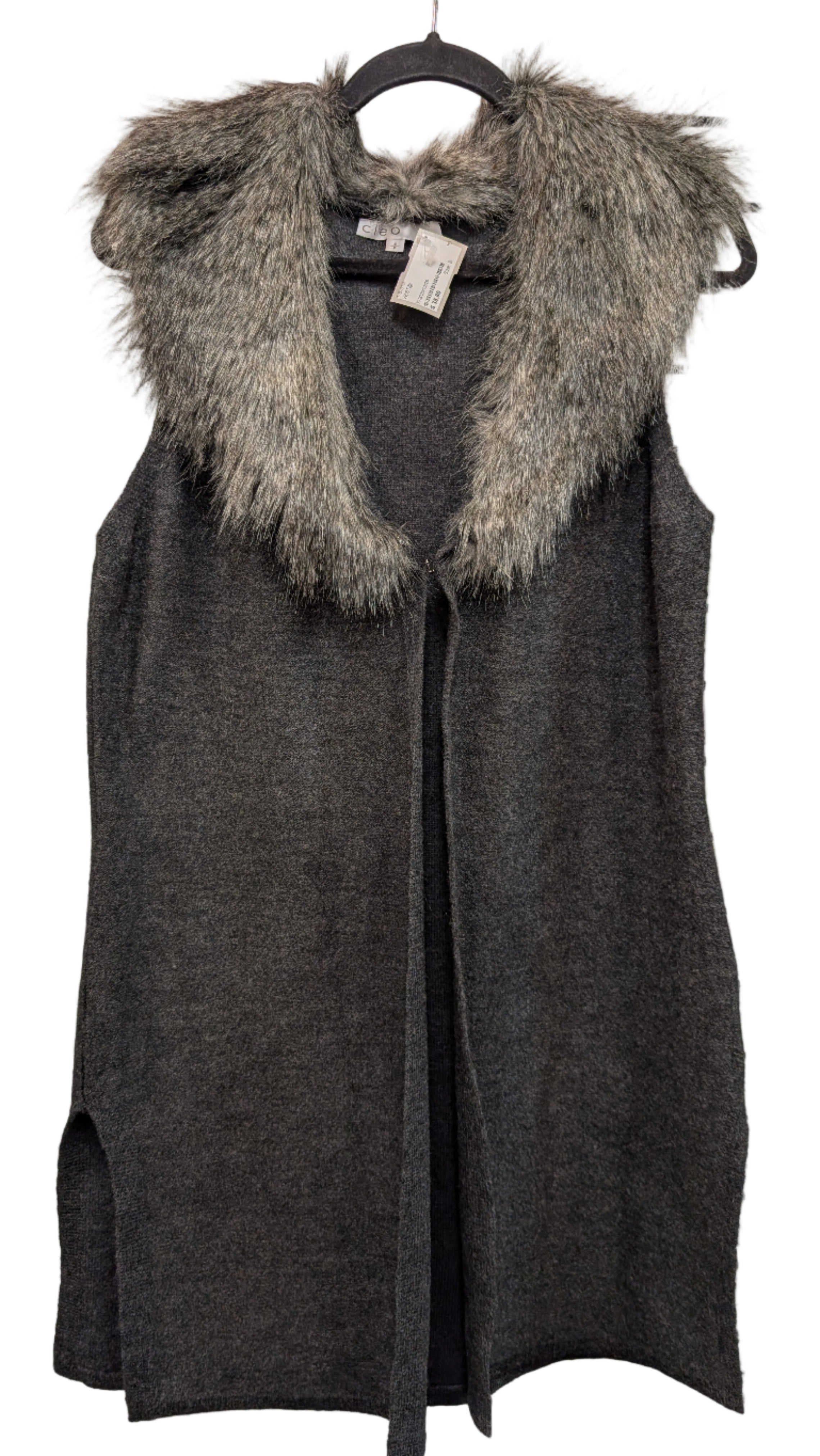 Vest with fur collar